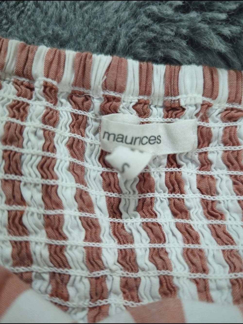 Maurices Women's Smocked Stripe Tank Top - White & Dusty Rose